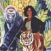 Beth Amine Santa barbara Painter with Tiger and Gorilla zoo mural
