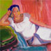 Portrait of reclining woman painted by Beth Amine