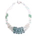 blue green beads recycled glass necklace